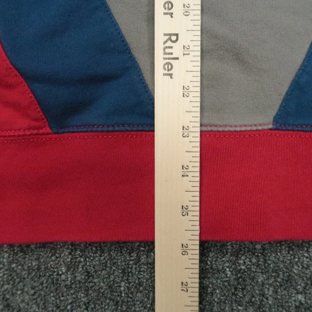 True Religion Hoodie Mens Medium Red Blue Chevron Full Zip Pockets Hooded Jacket